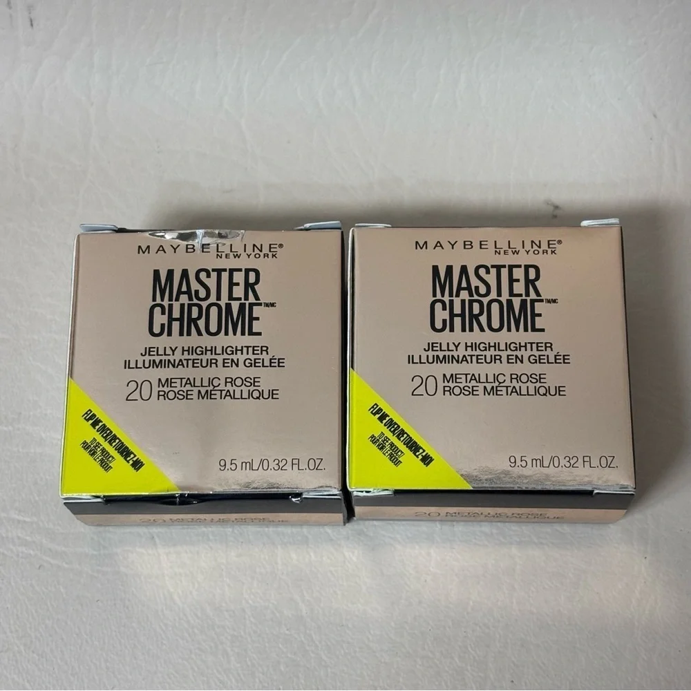 2 Maybelline Master Chrome Jelly Highlighter ~20 Metallic Rose~ FullSize NIB